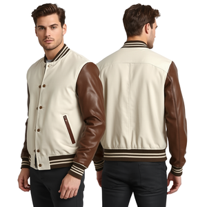 Chaqueta Varsity de Cuero Premium para Hombre, Estilo Universitario de Lujo - Product Image 3