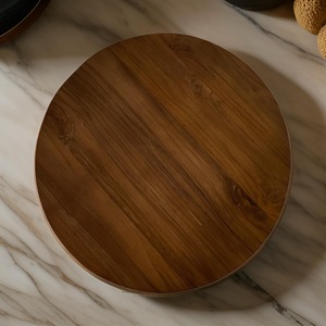 Wood Double Tier Rotating <b>Tray</b> Smooth-Spin Lazy Susan for Tabletop <b>Spice</b> Serving - Product Image 4