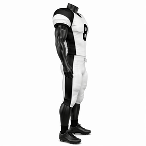 Ensemble d'uniformes de football américain personnalisés pour hommes, uniforme et pantalon de football blanc et noir, kit d'équipe respirant, vêtements de sport à compression, OEM - Product Image 4