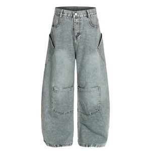Pantalones Vaqueros Anchos de Cintura Media, Lavado a la Piedra, Corte Regular, Estilo Y2K, Hip Hop, Streetwear, de Algodón para Hombre, para Otoño - Product Image 3