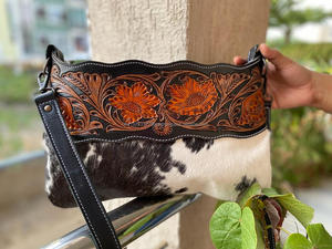 Nouveau sac à bandoulière en cuir usiné artisanal de style occidental pour femmes Mini sac mobile à bandoulière avec doublure en nylon et fermeture à glissière - Product Image 4