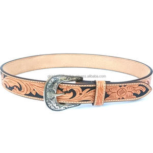 Ceinture de cow-boy occidentale en cuir véritable Ceinture de cow-boy en cuir épais robuste avec boucle amovible Ceinture en cuir usiné - Product Image 2