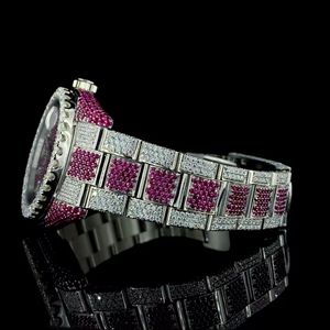 Reloj de Cuarzo de Aleación de 40mm con Diamantes Cultivados en Laboratorio, Estilo Antiguo, con Esfera de Cristal Incoloro, para Hombre, de Alta Calidad, Precio al por Mayor - Product Image 5