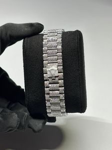 Moissanite Full White Gold Round Cut Diamond Watch <b>Smart</b> Pink Dial Watches for Export Sale Hip Hop Diamond Watch For Men's - Product Image 2