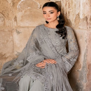 Robes de soirée de luxe 3 pièces en mousseline de soie pour femmes élégantes beaux costumes de boutique pour les mariages-vêtements Ramsha indiens pakistanais - Product Image 4