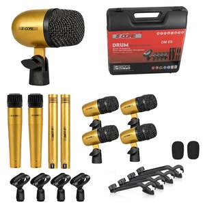 5 Core Drum <b>Microphone</b> Kit 9Pc All Metal Drummer Mics Tom/Snare & Cymbals Wired Instrument Drums Set - Product Image 1