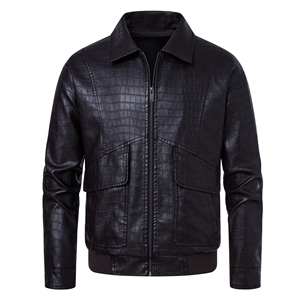 New Wholesale High Quality Zip Up Windproof <b>Men</b> <b>Leather</b> <b>Jacket</b> Classify Trendy Formal Comfortable Casual <b>Men</b> <b>Leather</b> <b>Jackets</b> - Product Image 4