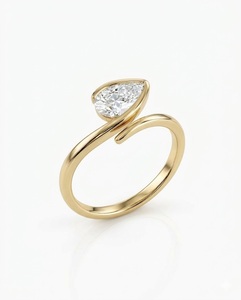 แหวนเพชรทรงหยดน้ำ 1.5 กะรัต สี D ความสะอาด VVS1 ทองคำขาว 18K เพชรเลี้ยงในห้องปฏิบัติการ ทรงลูกแพร์ ดีไซน์วงเปิด แหวนหมั้นแบบโซลิแทร์ ดีไซน์หรูหรา - Product Image 1