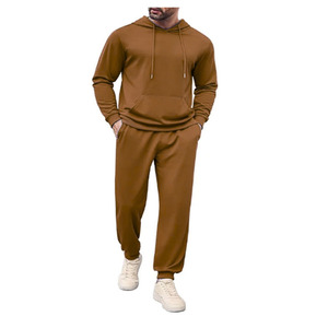 Custom Men's Winter Hooded Solid Color Breathable Lightweight Tracksuit Drawstring <b>Jacket</b> Regular Fit Pants Quick Dry Sports Gym - Product Image 1