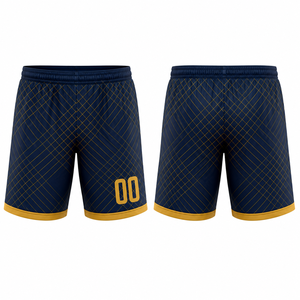 Ensemble de maillots de football d'extérieur personnalisés par sublimation, haute qualité, motif géométrique bleu et or, unisexe, sans manches, anti-humidité - Product Image 5
