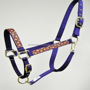 Licol de cheval en nylon multicolore entièrement ajustable et personnalisé, avec motif Halloween cousu sur les joues et le nez, taille Full Cob Over Size - Product Image 5