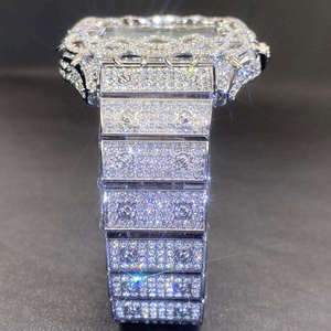 Luxury Full Iced Out VVS1 D Color Moissanite <b>Automatic</b> Mechanical <b>Skeleton</b> Dial Men's Stainless Steel Glass <b>Watch</b> - Product Image 3
