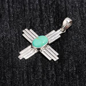 Pendentif en argent sterling 925 fait main avec pierre de turquoise naturelle taille ovale sertie clos, élégant, prix d'usine, 6,5g - Product Image 1
