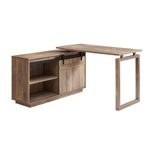 Scrivania a L Reversibile Color Nocciola per Ufficio Domestico con Credenza Scorrevole e Porta a Battente, Postazione di Lavoro con Spazio di Archiviazione Integrato - Product Image 6