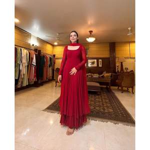 Nuevo conjunto de vestido Anarkali de 2 capas para mujer y Dupatta listo para usar modelo completamente cosido DKB 6 - Product Image 2