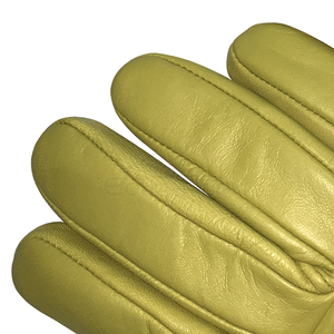 Gants de travail en cuir jaunes avec revers côtelé noir, pour l'hiver, extérieur, non doublés, longueur poignet, vente en gros, gants de chauffeur - Product Image 4