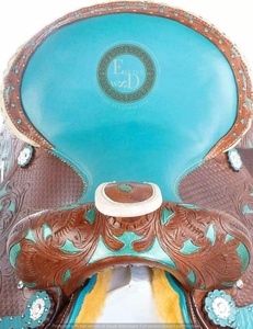 Sillines de carreras de barril occidental de cuero genuino ligero de primera calidad, equipo de equitación de espectáculo de caballos de rendimiento hecho a mano, Rodeo - Product Image 2