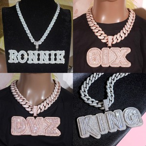 Custom Hip Hop Iced Out Name Pendant Necklace Personalized CZ <b>Letter</b> Pendant Bling Rapper Jewelry for Men Women - Product Image 5