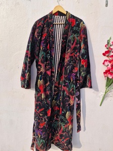 OFMD Blue Bird Velvet Banyan Fabric Kimono Velvet <b>Robe</b> Long, Original OFMD break up <b>robe</b> - Product Image 2