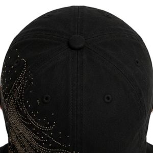 Casquette de baseball de luxe noire à strass, motif vague, ajustable, en coton, style Dad Hat, streetwear premium, mode unisexe, OEM ODM, vente en gros - Product Image 6