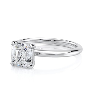 Bague de fiançailles solitaire en diamant de laboratoire taille Asscher de 2,00 carats, or blanc 14 carats, bijoux de mariée personnalisés - Product Image 5