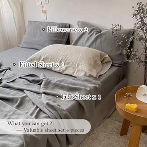 Premium <b>Linen</b> Bed <b>Linen</b> <b>Set</b> Custom Size Logo Motel Guest Room Wholesale Flat Fitted Sheet <b>Sets</b> - Product Image 4