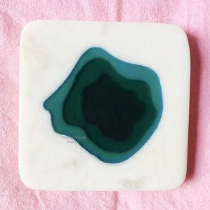Ensemble de sous-verres en pierre incrustée de bois et de marbre fabriqués à la main Sous-verres élégants pour la maison, le bureau et la protection de la table à manger - Product Image 6