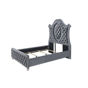 Queen <b>Panel</b> Bed Tufted <b>Headboard</b> Luxury Modern LU Accent Intricate Nailhead Trim Diamond Patterned Upholstery Up-holstered Bed - Product Image 5