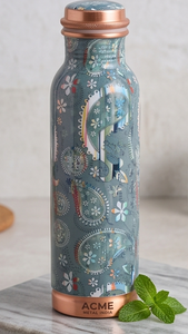 Artisanal Bohemian Printed Copper Water <b>Bottle</b> Eco Friendly Leakproof <b>Flask</b> for Daily Hydration Home Office Gym Yoga and Travel - Product Image 3