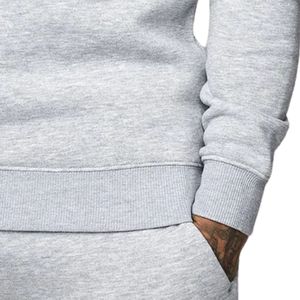 Customizable <b>Mens</b> Light <b>Grey</b> Crewneck <b>Sweatshirt</b> Casual Fleece Pullover Long Sleeve Winter Breathable Windproof Gymwear - Product Image 5