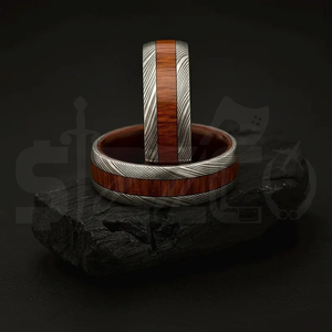 Hot Selling Handmade Wood Damascus Steel <b>Ring</b> for <b>Men</b> Women Wedding Band Fashion Party <b>Ring</b> Custom Latest Design OEM Supplier - Product Image 2