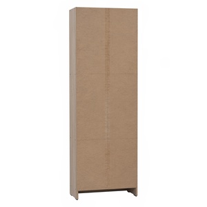 Wood Grain Bookcase Storage Cabinet Floor <b>Standing</b> Display Bookshelf with Glass <b>Doors</b> and Closed Cupboards - Product Image 5