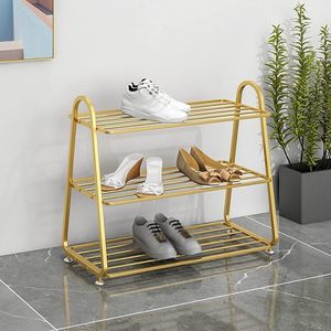 3 Tier Iron <b>Shoe</b> <b>Rack</b> Golden Metal <b>Shoe</b> Organizer Large Capacity <b>Storage</b> Shelf for Home Hotel Entryway - Product Image 2