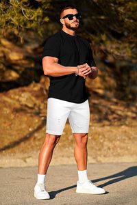 Men's White Denim Shorts Mid Waist Ripped Distressed Casual Summer Cotton Breathable Straight Leg Style - Product Image 5