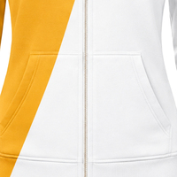 Sweat-shirt à capuche zippé intégral pour femme, personnalisé, or et blanc, à deux empiècements croisés, color block, manches longues, style décontracté, mode, sport, pour sororité
