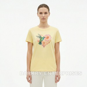 Fabricante de Camisetas Personalizadas para Mujer, Camiseta con Estampado de Corazón de Mariposa Blanca, Proveedor OEM, MOQ Pequeño, Camiseta de Algodón de Moda para Mujer - Product Image 6