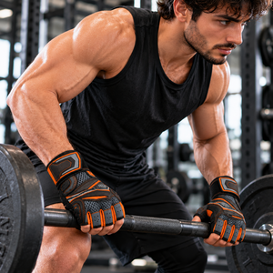 Gants de musculation mi-doigts coupe-vent et respirants avec paume rembourrée et support de poignet pour l'entraînement en salle et en extérieur (vente en gros) - Product Image 4