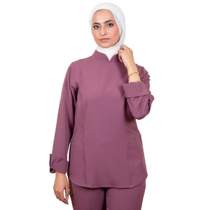 Stylish Custom Muslim Woven Spandex/Polyester Medical <b>Scrub</b> <b>Set</b> Nursing Uniform Long Sleeve Modest Fit for Women Hospitals - Product Image 5