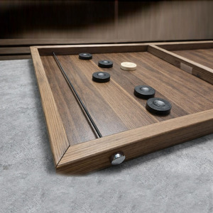 Crafted Wood <b>Backgammon</b> <b>Board</b> With Black White Pieces Elegant Office Decor Tabletop Strategy Game Set For Family Enjoyment - Product Image 4