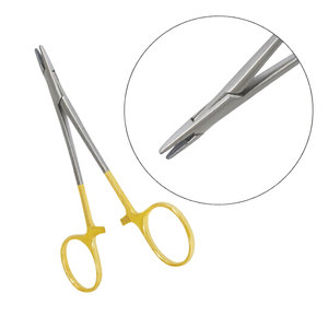 Porte-aiguille en bois 18 cm en acier inoxydable, instrument chirurgical dentaire manuel, pour préhension précise des aiguilles de suture délicates MOL - Product Image 1