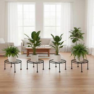 Ensemble de supports à plantes classiques en métal, 4 pièces, ronds, galvanisés, porte-pots de fleurs, étagère d'angle antirouille pour jardin, pour les acheteurs mondiaux - Product Image 4