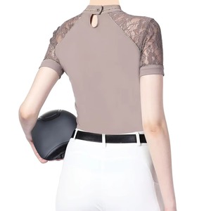 เสื้อขี่ม้าผู้หญิงคุณภาพสูง ผ้าถักเนื้อแน่น แห้งเร็ว แขนสั้น ปรับแต่งได้ - Product Image 5