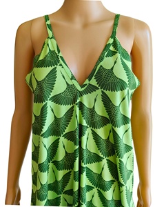 เดรสยาวปานกลางลายพิมพ์ผ้าเรยอนคอวีแขนกุดสไตล์โบฮีเมียนหวานๆลำลองสำหรับฤดูร้อนใส่ไปเที่ยวชายหาดหรือไปงานปาร์ตี้ ดีไซน์ใหม่เอวเข้ารูป - Product Image 5