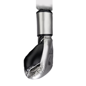 Gants de boxe Fly en cuir véritable de qualité supérieure, noirs et argentés, légers, respirants, professionnels, pour l'entraînement de boxe Fly - Product Image 6