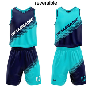 Conjunto de Uniforme de Baloncesto Sublimado Personalizado Reversible, Camiseta y Pantalones Cortos de Equipo, 100% Poliéster, Tela de Malla Transpirable, Tallas Grandes, OEM - Product Image 1