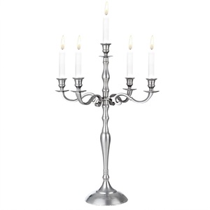 Wholesale 5-Arms Silver Metal Candelabra Unique Polished Aluminum <b>Taper</b> <b>Candle</b> Holder For Wedding And Home Decor Centerpieces - Product Image 6