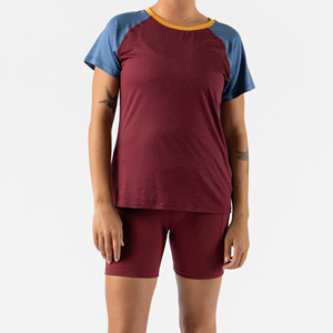 Camiseta de Manga Corta con Bloques de Color y Cuello Redondo para Mujer, Transpirable, Tejida, Deportiva, Corte Regular, Primavera Verano - Product Image 2