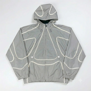 Conjunto Deportivo de Chaqueta y Pantalones de Poliéster Tejido para Hombre, Color Gris Reflectante, de Alta Calidad, con Capucha, de Secado Rápido, para Otoño - Product Image 2