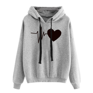 Sudadera con Capucha para Mujer, Diseño Casual Holgado con Estampado de Latido de Corazón, Otoño/Invierno 2026, Venta al Por Mayor, Personalizable con Logotipo - Product Image 4