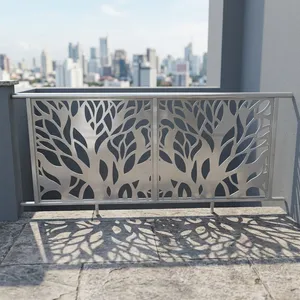 Panneau décoratif moderne en métal blanc pour balustrade de balcon, motif branche d'arbre découpé au laser, résistant à l'eau et à la rouille, pour escalier et extérieur de maison - Product Image 5